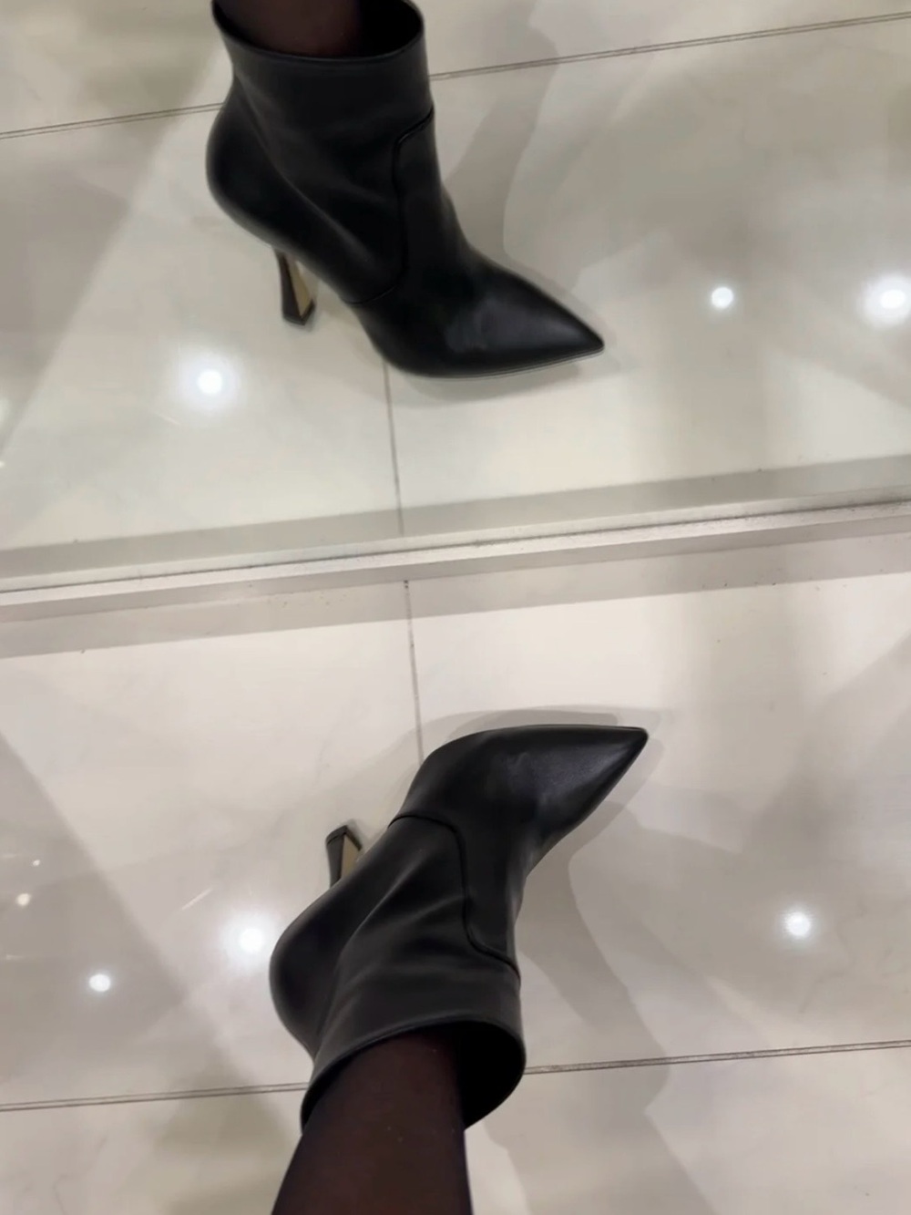 Stuart Weitzman Black Pointed Toe High-Heel Ankle Booties